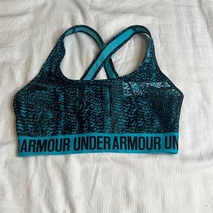Under Armour Turquoise Bold Print Activewear Firm Sport Bra